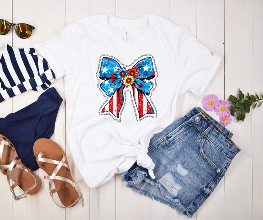 American Flag Bow Shirt, Sweatshirt, Tank Top