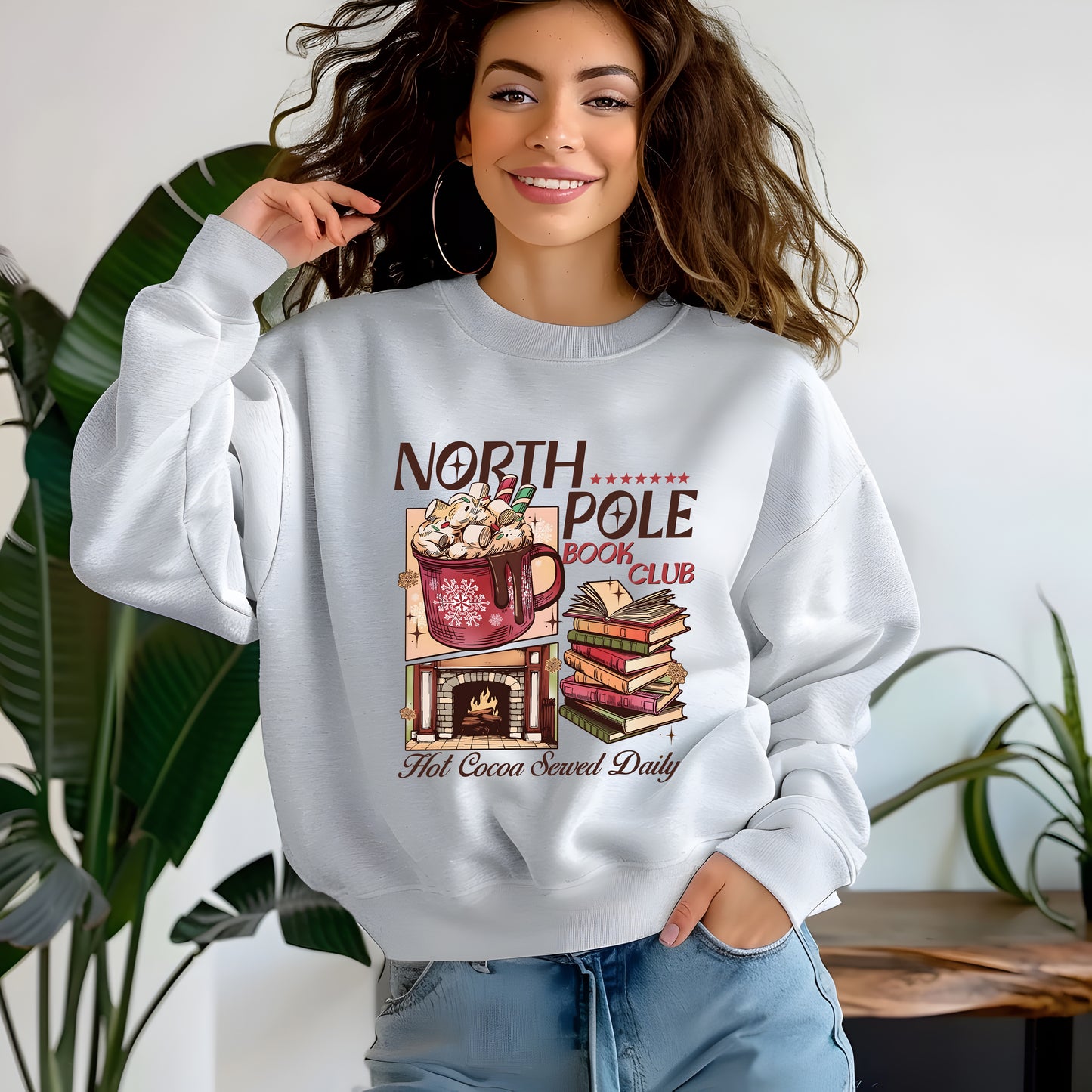 North Pole Book Club Crewneck Christmad Sweatshirt, T-shirt