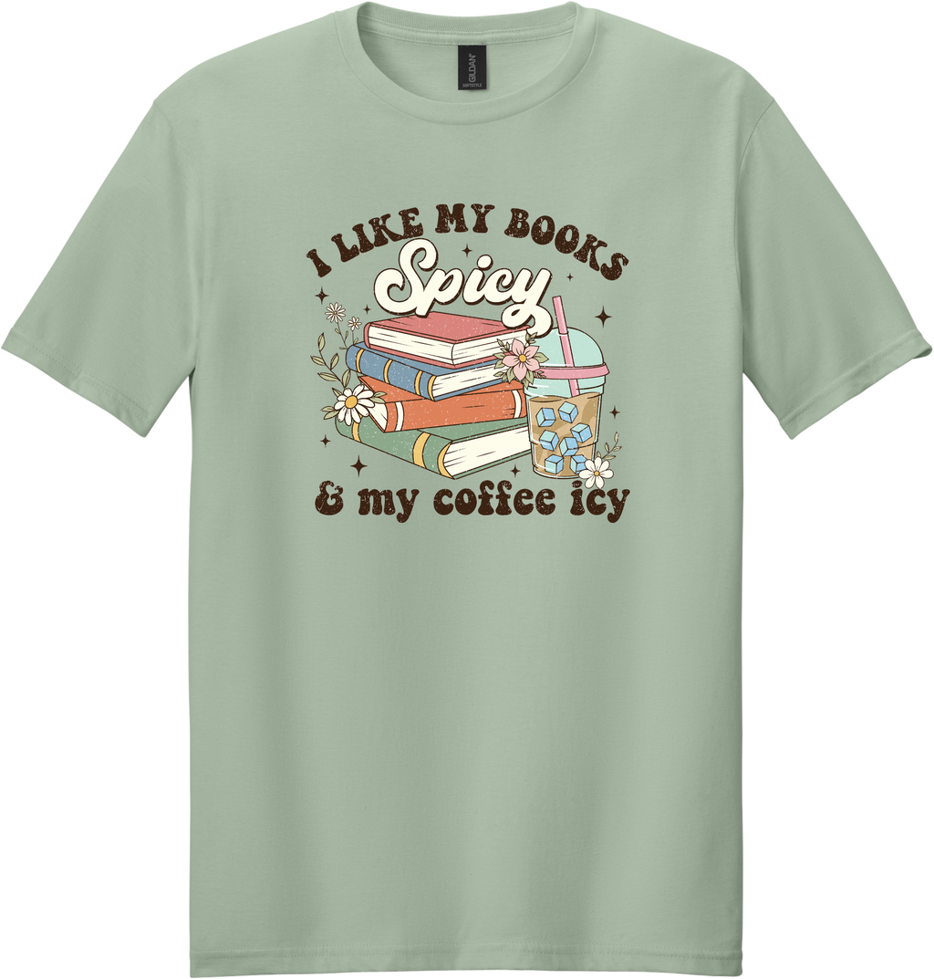 Books Spicy Coffee Icy Unisex Tee ~ Printed in the USA