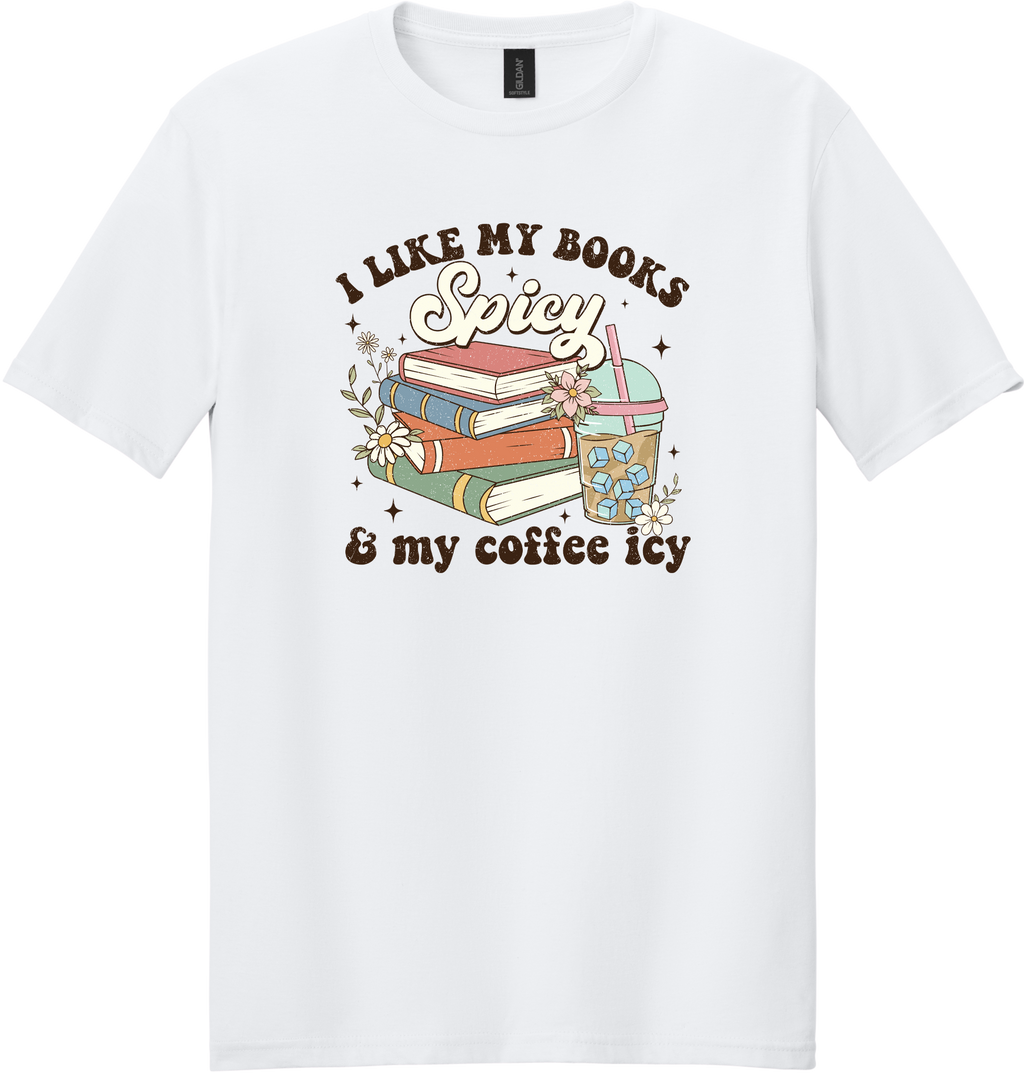 Books Spicy Coffee Icy Unisex Tee ~ Printed in the USA