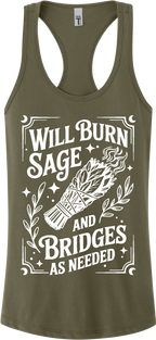 Burn Sage and Bridges Racerback Tank Top ~ Printed in the USA