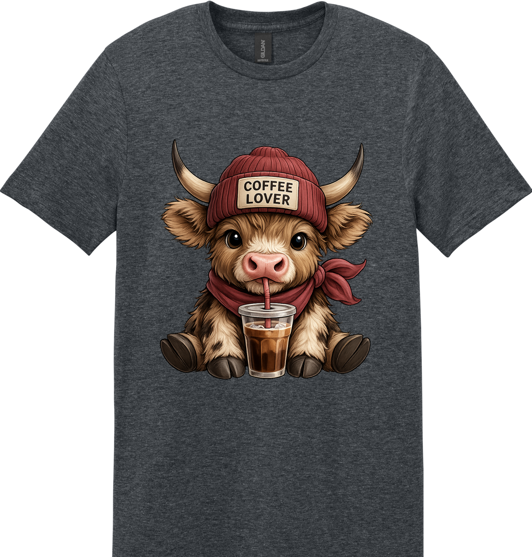 Coffee Lover Highland Cow Unisex Tee ~ Printed in the USA