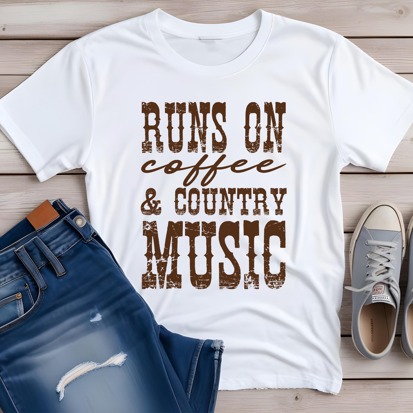 Runs on Coffee and Country Music Shirt | Sweatshirt | Tank Top