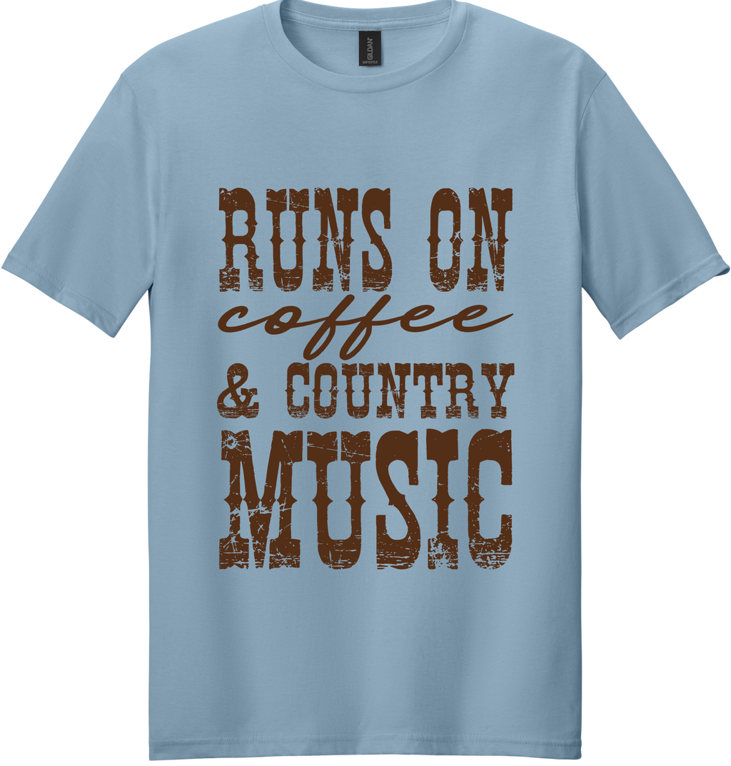 Runs on Coffee and Country Music Unisex Tee ~ Printed in the USA