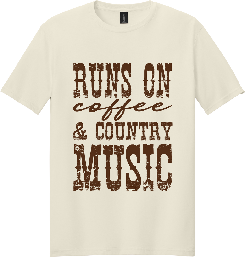 Runs on Coffee and Country Music Unisex Tee ~ Printed in the USA