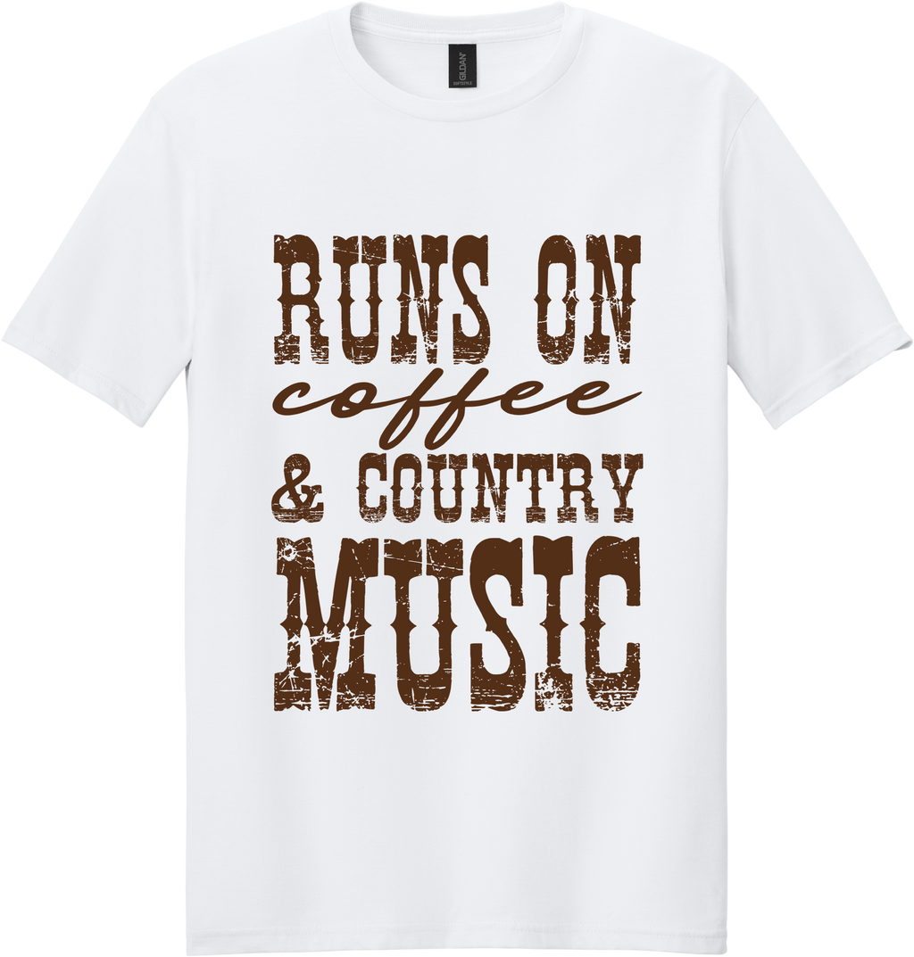 Runs on Coffee and Country Music Unisex Tee ~ Printed in the USA
