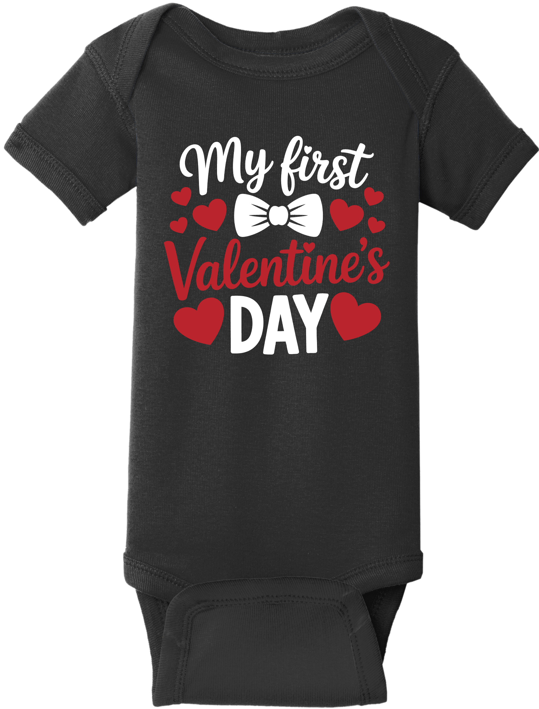 My First Valentine’s Day Baby Onesie – Valentine Infant Bodysuit, Rabbit Skins 4400, DTG Printed Cotton Baby Outfit