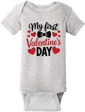 My First Valentine’s Day Baby Onesie – Valentine Infant Bodysuit, Rabbit Skins 4400, DTG Printed Cotton Baby Outfit