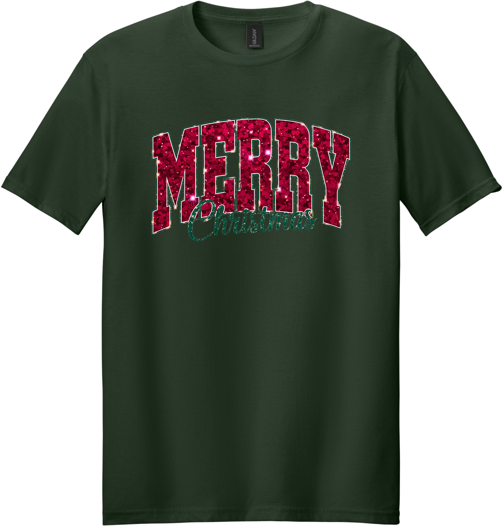 Glitter Merry Christmas Unisex Tee ~ Printed in the USA