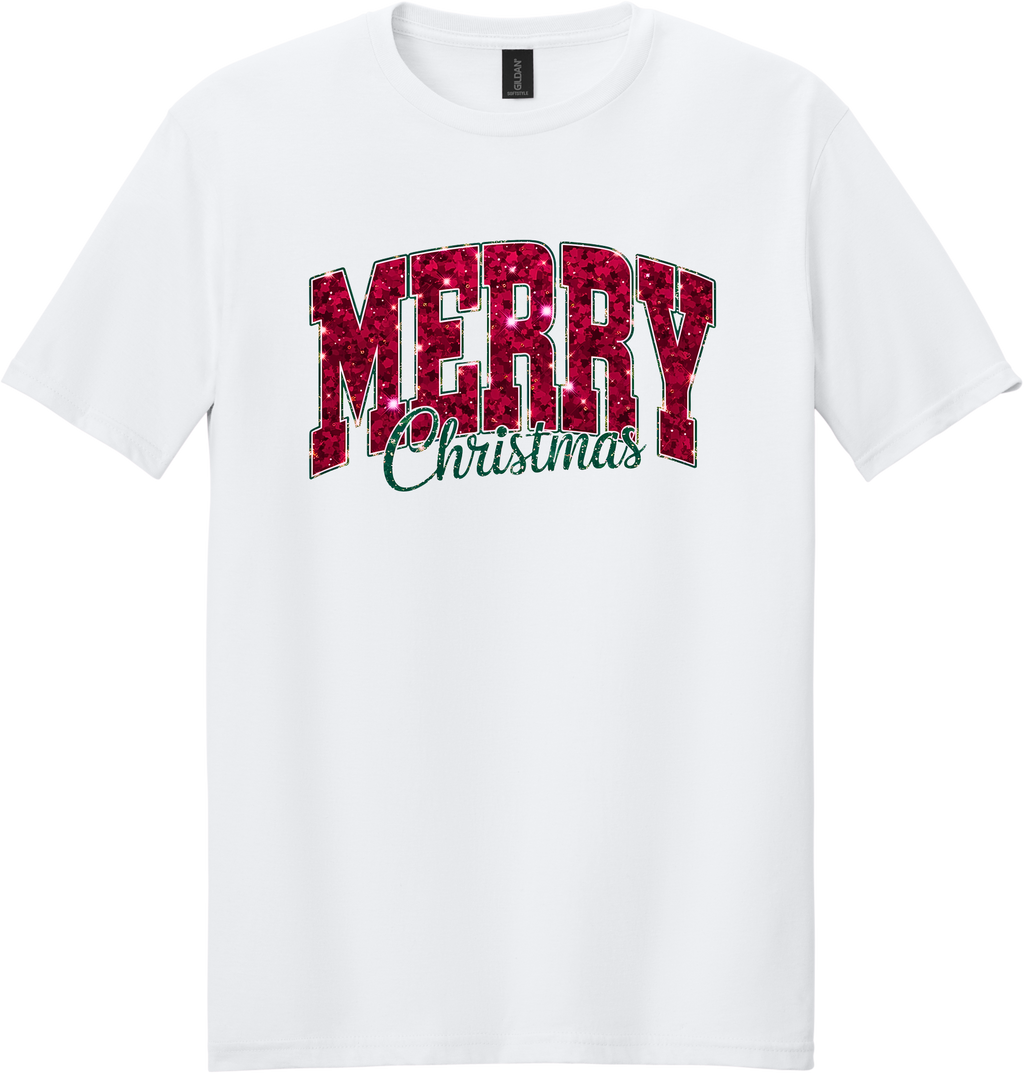 Glitter Merry Christmas Unisex Tee ~ Printed in the USA