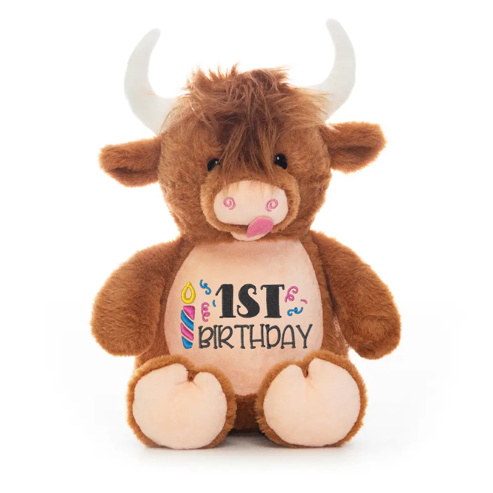 Personalized 1st Birthday Plush ~ Embroidered First Birthday Stuffed Animal ~ Custom Baby Gift ~ Party
