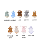 Personalized Animal Lovey ~ Embroidered Baby Security Blanket