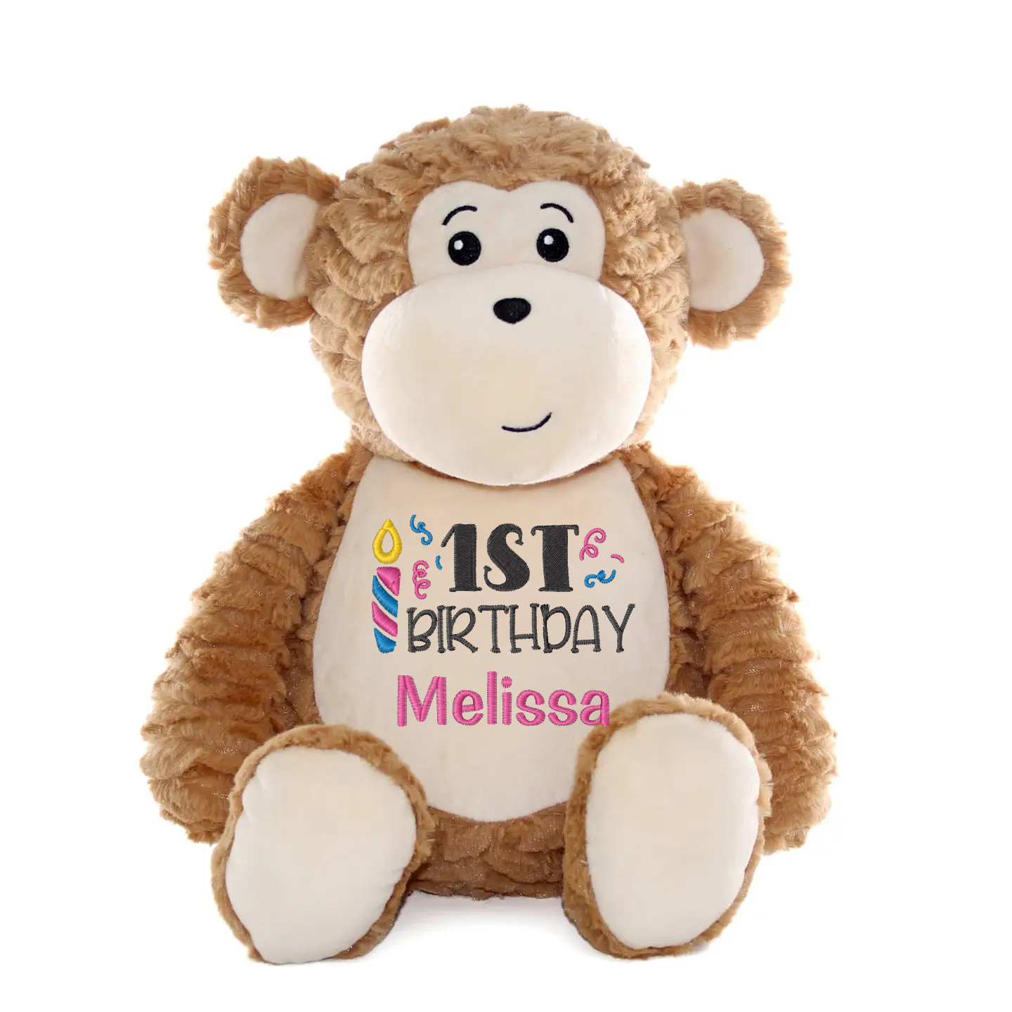 Personalized 1st Birthday Plush ~ Embroidered First Birthday Stuffed Animal ~ Custom Baby Gift ~ Party