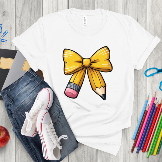 Pencil Bow Shirt, Back to School Shirt, Sweatshirt, Tank Top Teacher